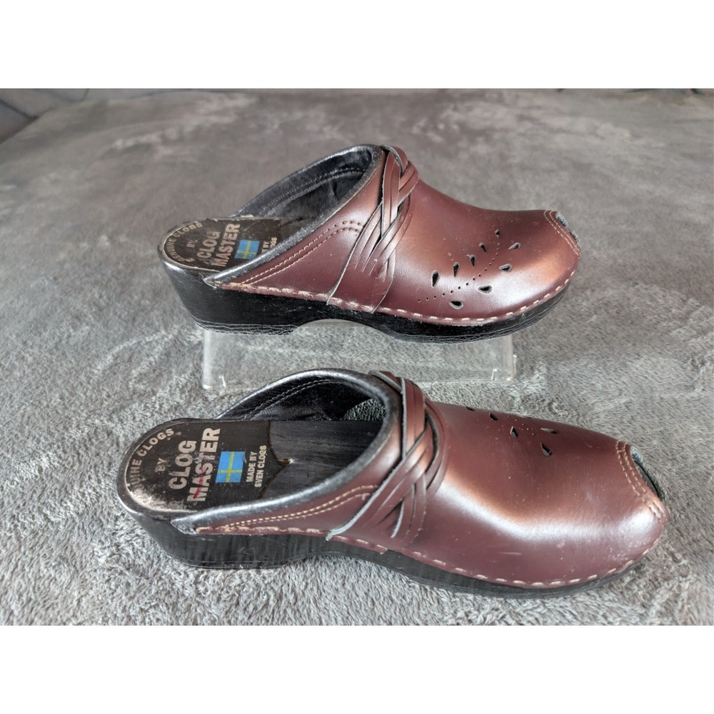 Vintage Clog Master Swedish‎ Leather Peep Toe Clogs EU 38 handmade cottagecore - Picture 3 of 7